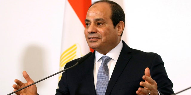 Egyptian President Abdel-Fattah el-Sissi, seen here in December 2018, denied his country held political prisoners. (AP Photo/Ronald Zak, File)