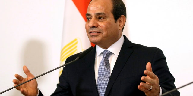 Egyptian President Abdel-Fattah el-Sissi, seen here in December 2018, denied his country held political prisoners. (AP Photo/Ronald Zak, File)
