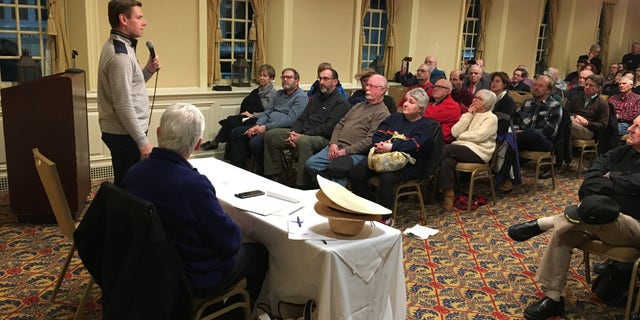 Rep. Eric Swalwell at a Rockingham Country Democrats event in Exeter, New Hampshire.