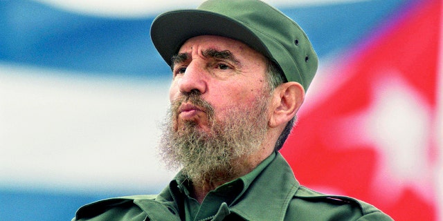 HAVANA, CUBA - MAY 1:  Fidel Castro observes the May Day parade at the Revolution Square in Havana, Cuba May 1, 1998.  (Photo by Sven Creutzmann/Mambo Photography/Getty Images)