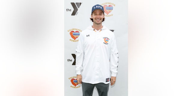 Patrick Schwarzenegger attends a charity softball game to benefit "California Strong" at Pepperdine University on January 13, 2019 in Malibu, California.