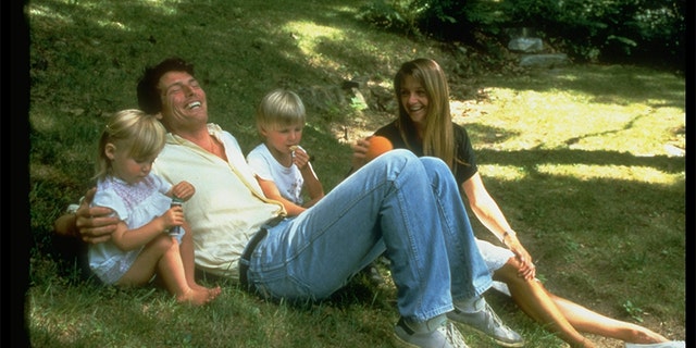 Actor Christopher Reeve with Gae Exton and their children.