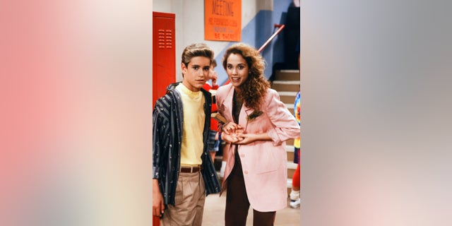 SAVED BY THE BELL -- "Screech's Woman" Episode 5 -- Mark-Paul Gosselaar as Zachary 'Zack' Morris and Elizabeth Berkley as Jessica 'Jessie' Myrtle Spano.
