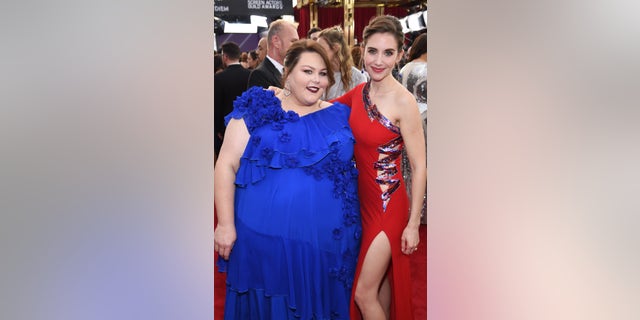 On her Instagram stories, Alison Brie shared this photo of her and Chrissy Metz at the 24th Annual Screen Actors Guild Awards to set the record straight about her friendship with the "This Is Us" star.