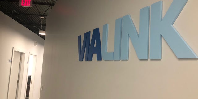 ViaLink's logo in its New Orleans call center.