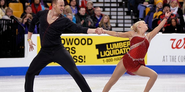 Jan 9, 2014; Boston, MA, USA; Caydee Denney and John Coughlin perform during the pairs short program in the U.S. Figure Skating Championships at TD Garden.