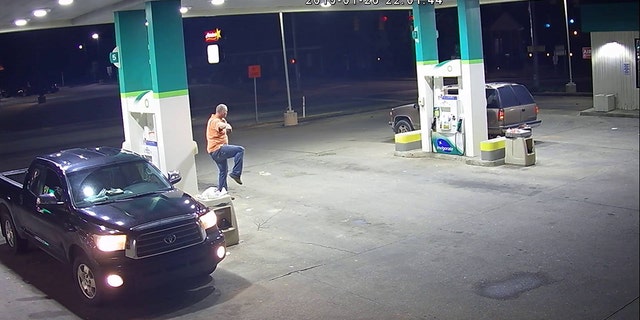 "As you'll see in the screen shots this subject likes to perform Mr Miyagi's Crane Technique made famous by Daniel LaRusso in the All Valley Under 18 Karate Championship," police said.