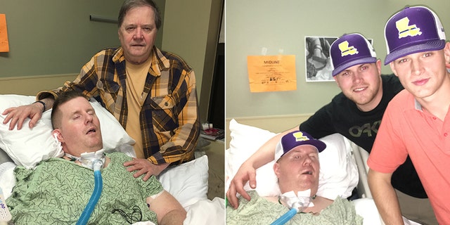 Nick Tullier spent his most recent Christmas in the hospital, with his father James, left, and sons Trent and Gage, center and right.