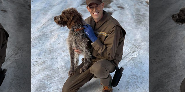 Ryan Arens was delivering packages just before Christmas when he noticed a dog stuck on an icy pond in Bozeman, Montana.