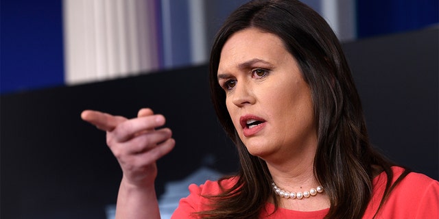 White House press secretary Sarah Sanders speaks during the daily briefing at the White House in Washington, Monday, Jan. 28, 2019. (AP Photo/Susan Walsh)