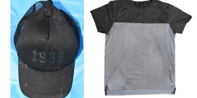 The shirt and hat found near the crime scene by authorities.