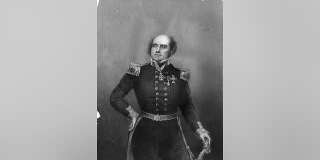 Circa 1810: British Naval Officer and Arctic explorer Sir John Franklin (1786 - 1847) who died on an expedition to navigate the North West Passage. Original Artwork: Engraving by D J Pound Drawing by Negelen