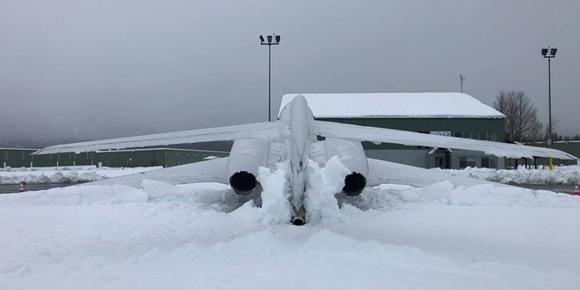   The nose of the plane was stuck in the air for most of the day. 