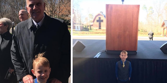 Titus Everett was able to attend Billy Graham's funeral at the Billy Graham Library and get a photo with Franklin Graham. Billy Graham was Titus' favorite preacher.