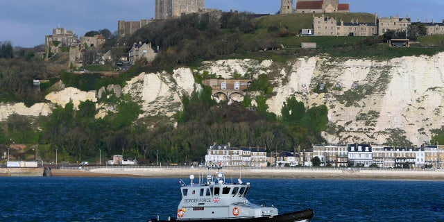 A Border Force patrol vessel leaves the Port of Dover, in England, Wednesday, Jan. 2, 2019. (Gareth Fuller/PA via AP)