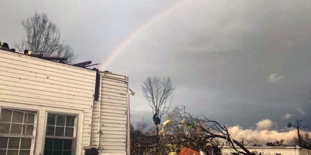 Sharon Watson said the rainbow she saw after the tornado was a sign that God had protected her.