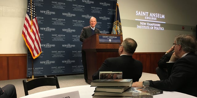 At the start of a speech he delivered on climate change at the New Hampshire Institute of Politics, Bloomberg said Trump “failed at business and now I think it’s fair to say he’s failing at governing.” (Paul Steinhauser/Fox News)