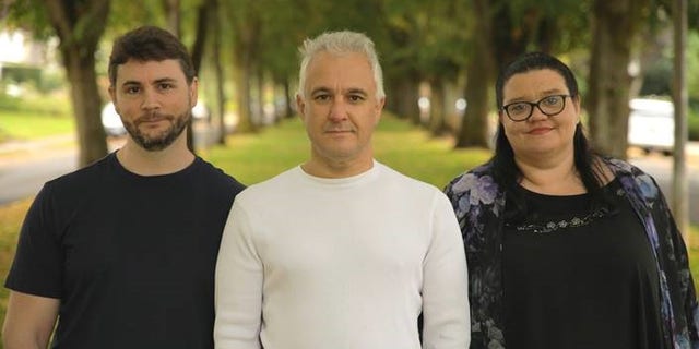 Peter Boghossian (center) was one of three people (flanked by James Lindsay and Helen Pluckrose) who collaborated last year to test the standards of various university disciplines, submitting papers loaded with left-wing buzzwords to journals in fields like feminism, race studies, queer studies, and cultural studies