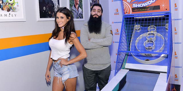 "Kong: Skull Island" director Jordan Vogt-Roberts and Furlan at the Fandango Studio at San Diego Comic-Con International in 2016.