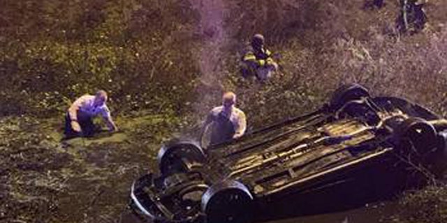 Amando Antonio, 20, was in good condition after flipping her car into a ditch just outside of Tampa, Florida, and being rescued by deputies.