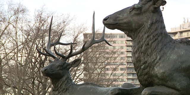 A man ended up impaled on a statue of a deer in Philadelphia on New Year's Day, according to officials.