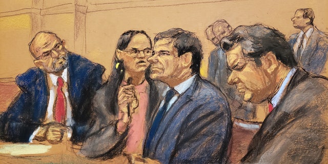 Joaquin "El Chapo" Guzman, second from right, in court Thursday.