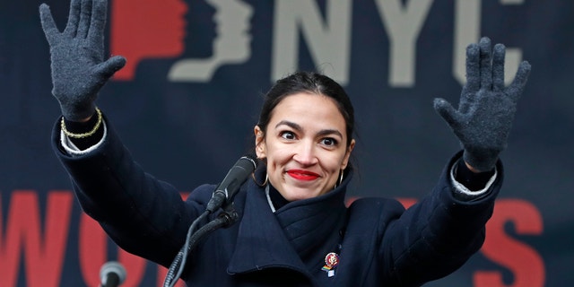 U.S. Rep. Alexandria Ocasio-Cortez, (D-New York) waves to the crowd after speaking at Women's Unity Rally organized by Women's March NYC at Foley Square in Lower Manhattan, Saturday, Jan. 19, 2019, in New York. Ocasio-Cortez had been extremely critical of Amazon's planned New York headquarters. (AP Photo/Kathy Willens)