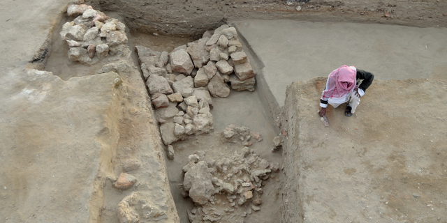 Here, a fragment of the northern defense wall, part of the fortress discovered at Berenike along the Red Sea.
