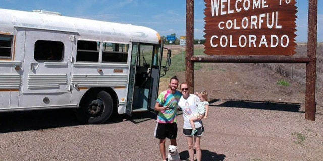The couple have invested $15,000 to renovate their bus with solar panels, a composting toilet and a bath tub big enough for two people.