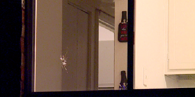 A woman was shot in the stomach after a stray bullet went into her home in Indianapolis on New Year's Day.