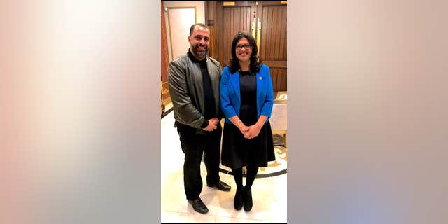 A prominent Chicago anti-Israel activist going by the name Jbara Mwafaq was also present.