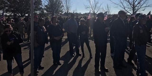 Some of the crowd at veteran Joseph Walker's funeral in Texas.