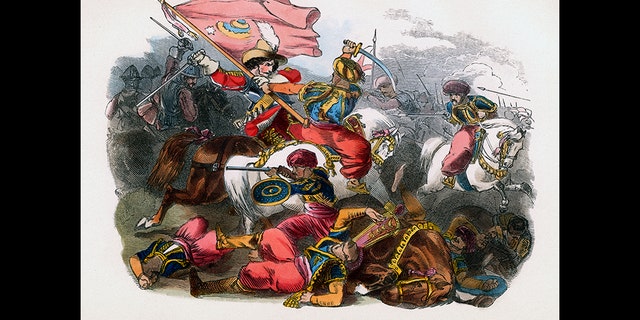 Capture of a Moorish standard by the English forces, at Tangier, 1664.