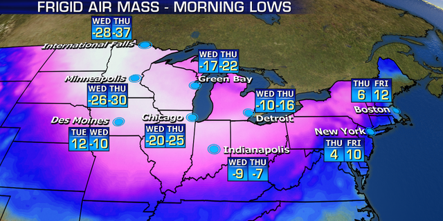 Bitter cold is forecast to impact the Upper Midwest by Wednesday and Thursday.