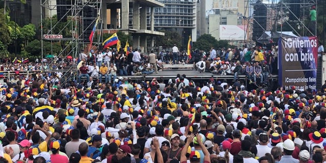 Protests against the Nicolas Maduro regime in Caracas on Wednesday.