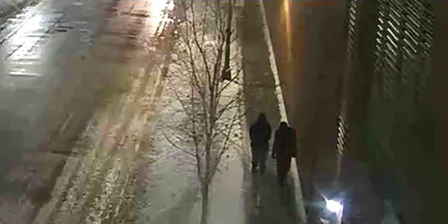 This image provided by the Chicago Police Department and taken from surveillance video showed two people of interest in an attack on "Empire" actor Jussie Smollett walking along a street in the Streeterville neighborhood of Chicago, early Tuesday, Jan. 29, 2019. The men are no longer considered suspects, police said Thursday.
