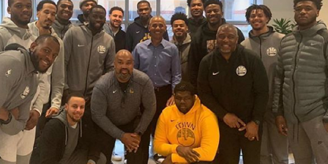 The Golden State Warriors met with former President Barack Obama on Thursday after their win against the Washington Wizards.