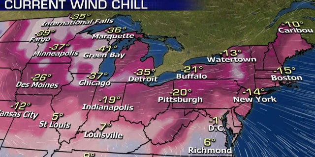Wind chills across the region on Thursday morning.