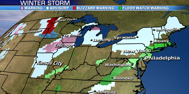 A storm system is bringing up to a foot of snow on Wednesday to parts of Wisconsin.