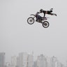 A rider performs prior to the opening ceremony for the Dakar Rally in Lima, Peru, Jan. 6, 2019.
