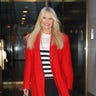 Christie Brinkley is all smiles while leaving the "Today" show wearing a red coat in New York City.