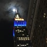 The supermoon viewed from midtown Manhattan.