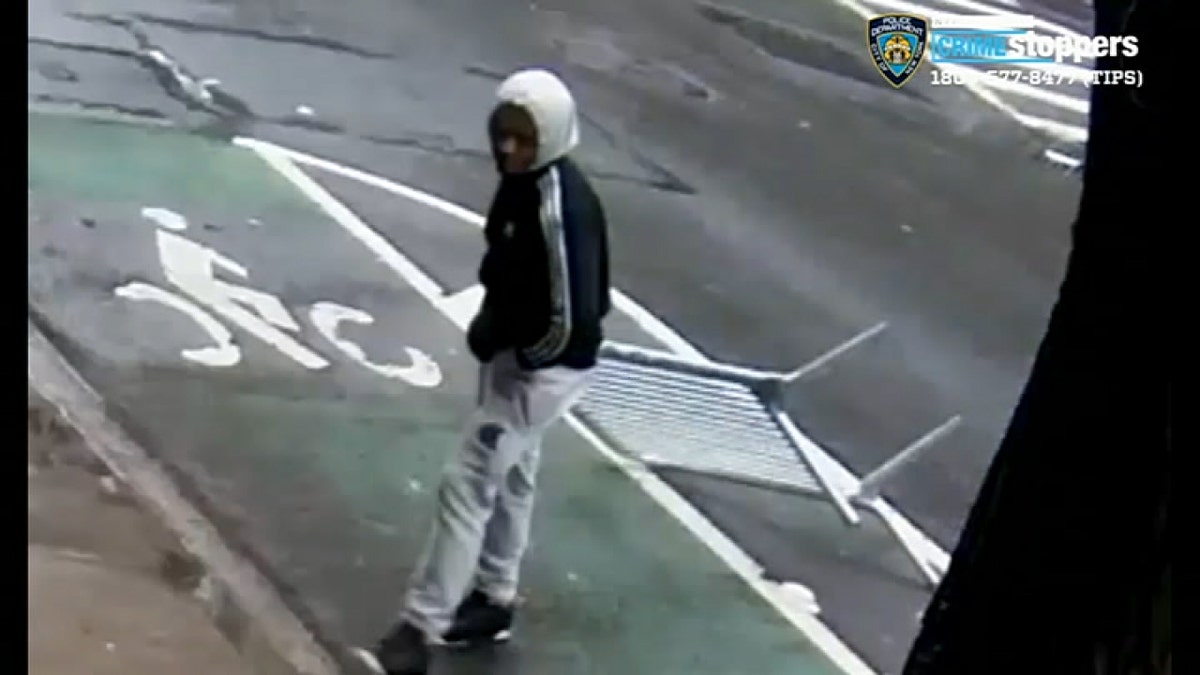 New York City police were looking for a man who allegedly attacked a woman with a metal barrier.