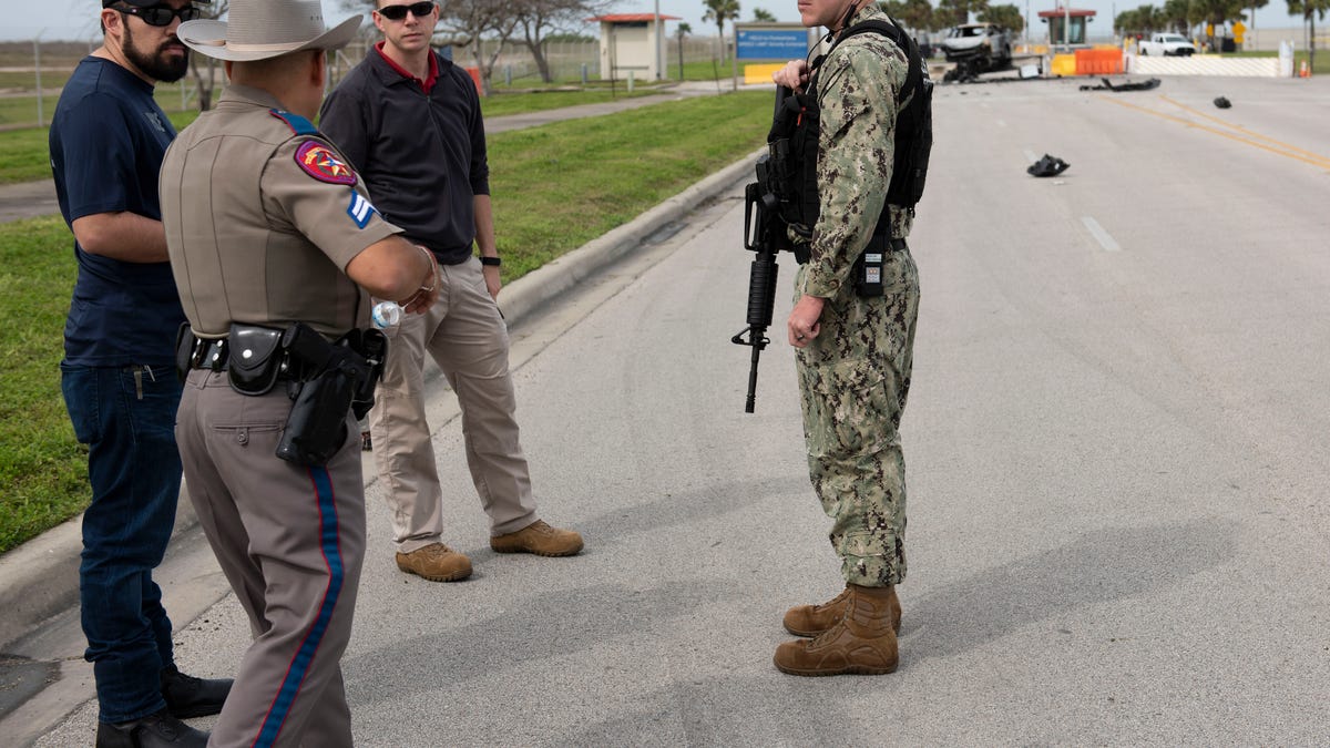 The crash unfolded at Naval Air Station Corpus Christi's northern gate.