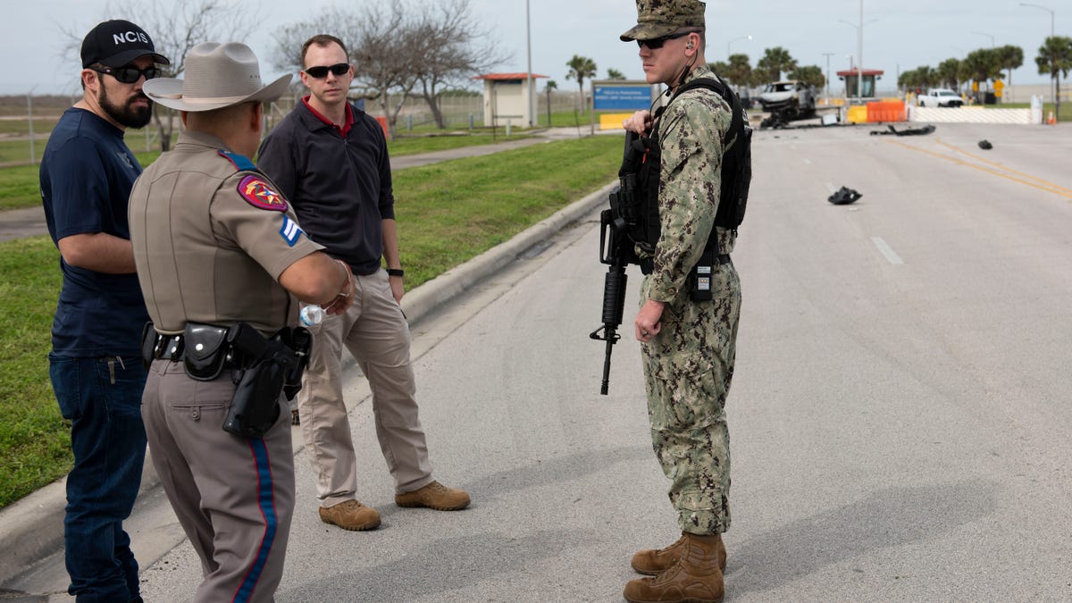 The crash unfolded at Naval Air Station Corpus Christi's northern gate.
