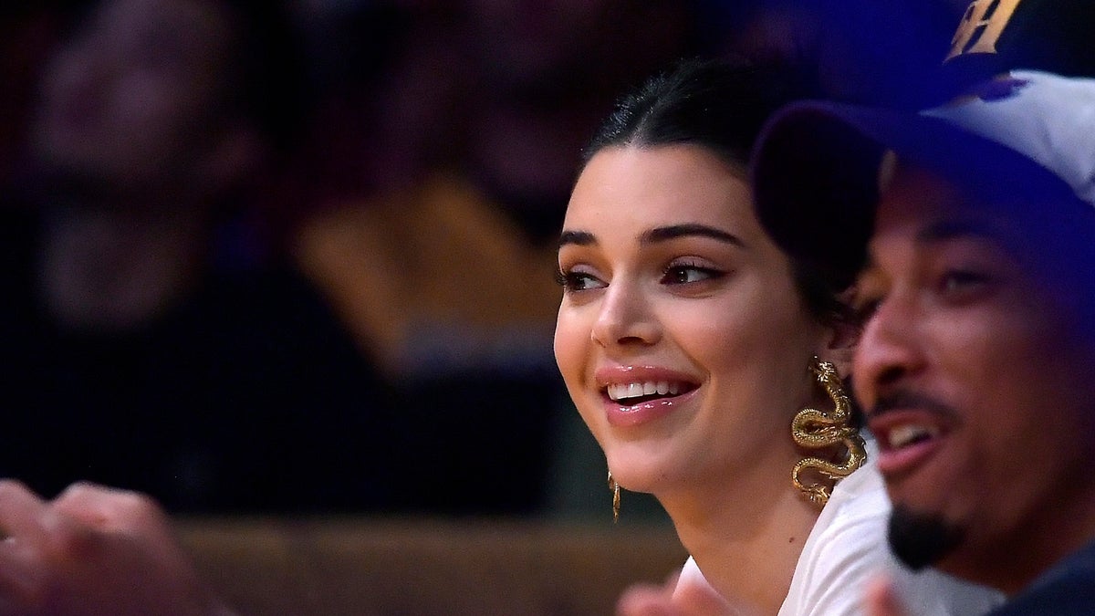 Kendall Jenner during the Lakers v. 76ers game on Tuesday, Jan. 29, 2019.