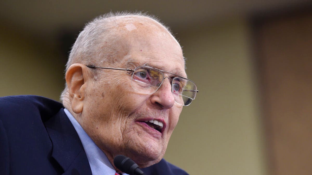 In this July 29, 2015 photo, former Rep. John Dingell, D-Mich., speaks at an event marking the 50th Anniversary of Medicare and Medicaid on Capitol Hill in Washington.  (AP Photo/Susan Walsh)