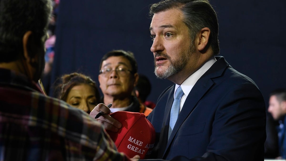 Sen. Ted Cruz, R-Texas, attends a rally with President Trump in El Paso in February. (AP Photo/Susan Walsh)