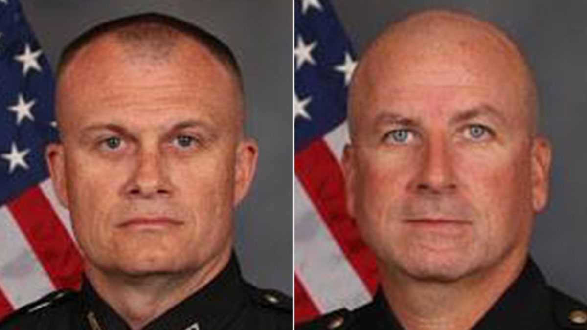 Detective Bill Brewer, left, was killed during an incident Sunday night while responding to a call in Pierce Township, Ohio. Lt. Nick DeRose, right, was wounded during the incident.