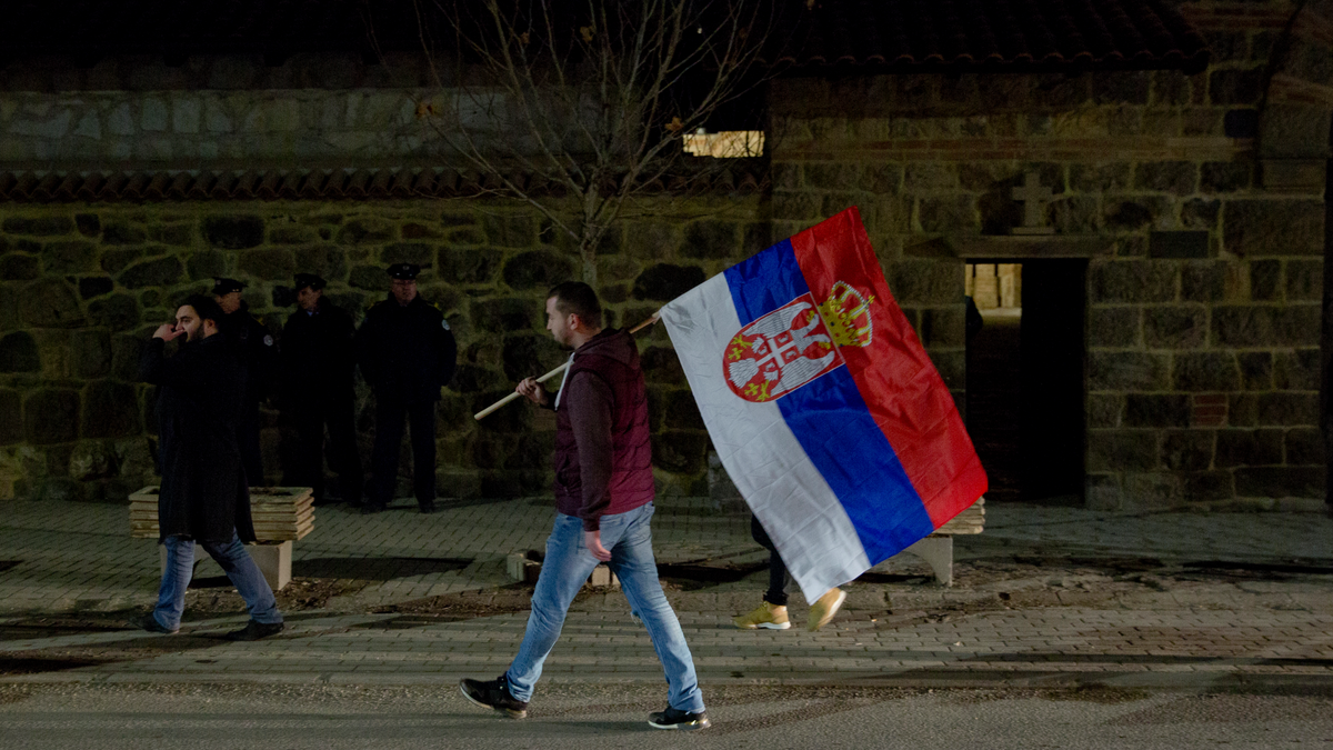 protester in Kosovo